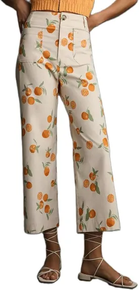 Muineobuka Women Y2k Fruit Print Jeans Graphic Print High Neck Straight Leg Denim Pants Aesthetic Jeans Summer Streetwear