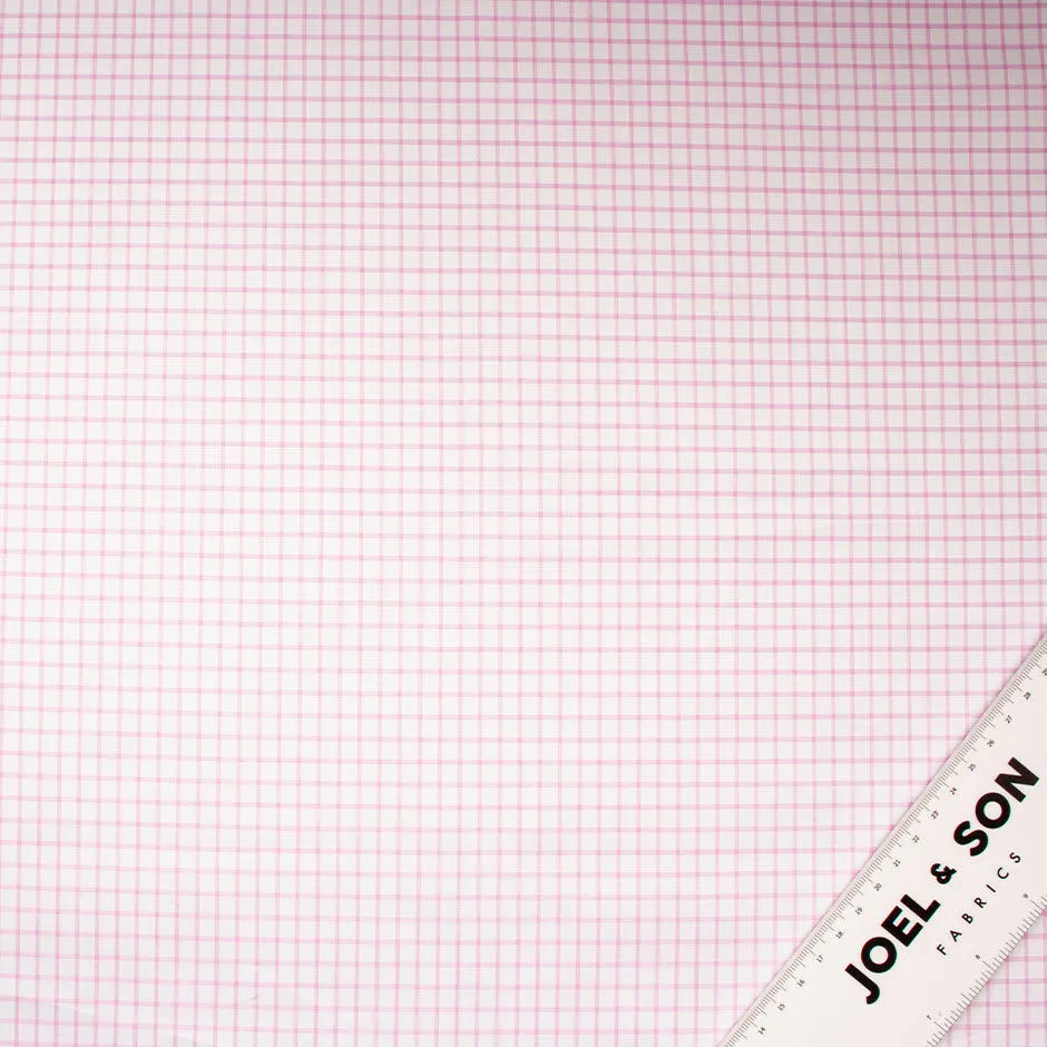 Pink Checkered White Luxury Cotton Shirting