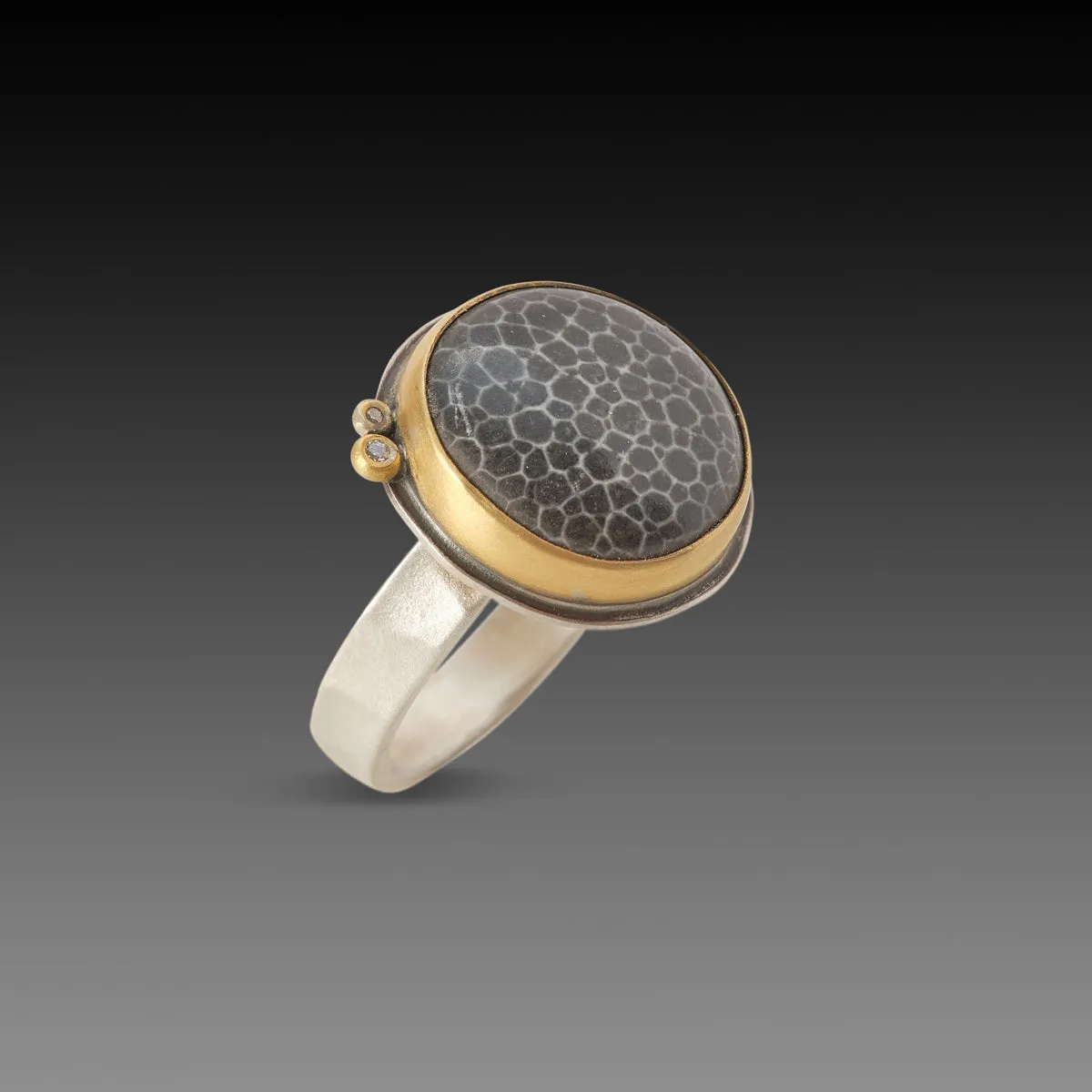Round Bryozoan Fossil Ring