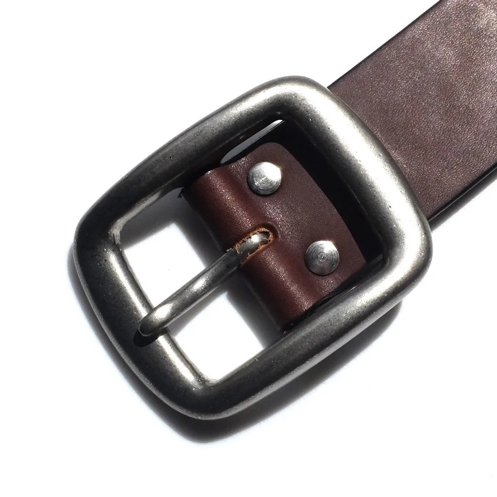 Samurai Jeans W001 Heavyweight Curved Leather Belt (Brown)