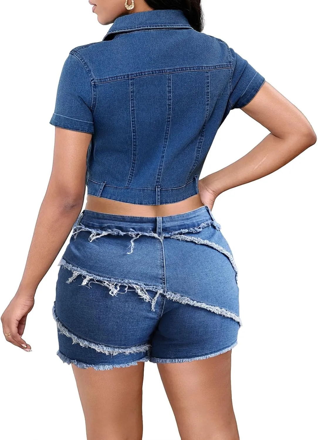 SeNight Women's Denim Shorts High Waisted Frayed Raw Hem Ripped Short Jeans