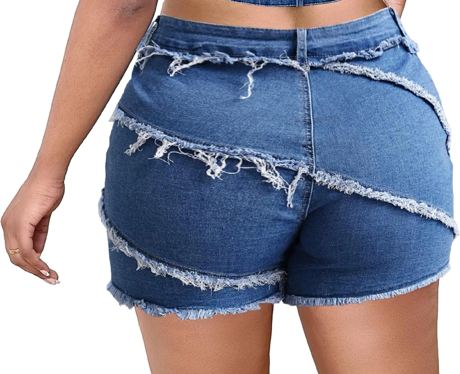 SeNight Women's Denim Shorts High Waisted Frayed Raw Hem Ripped Short Jeans