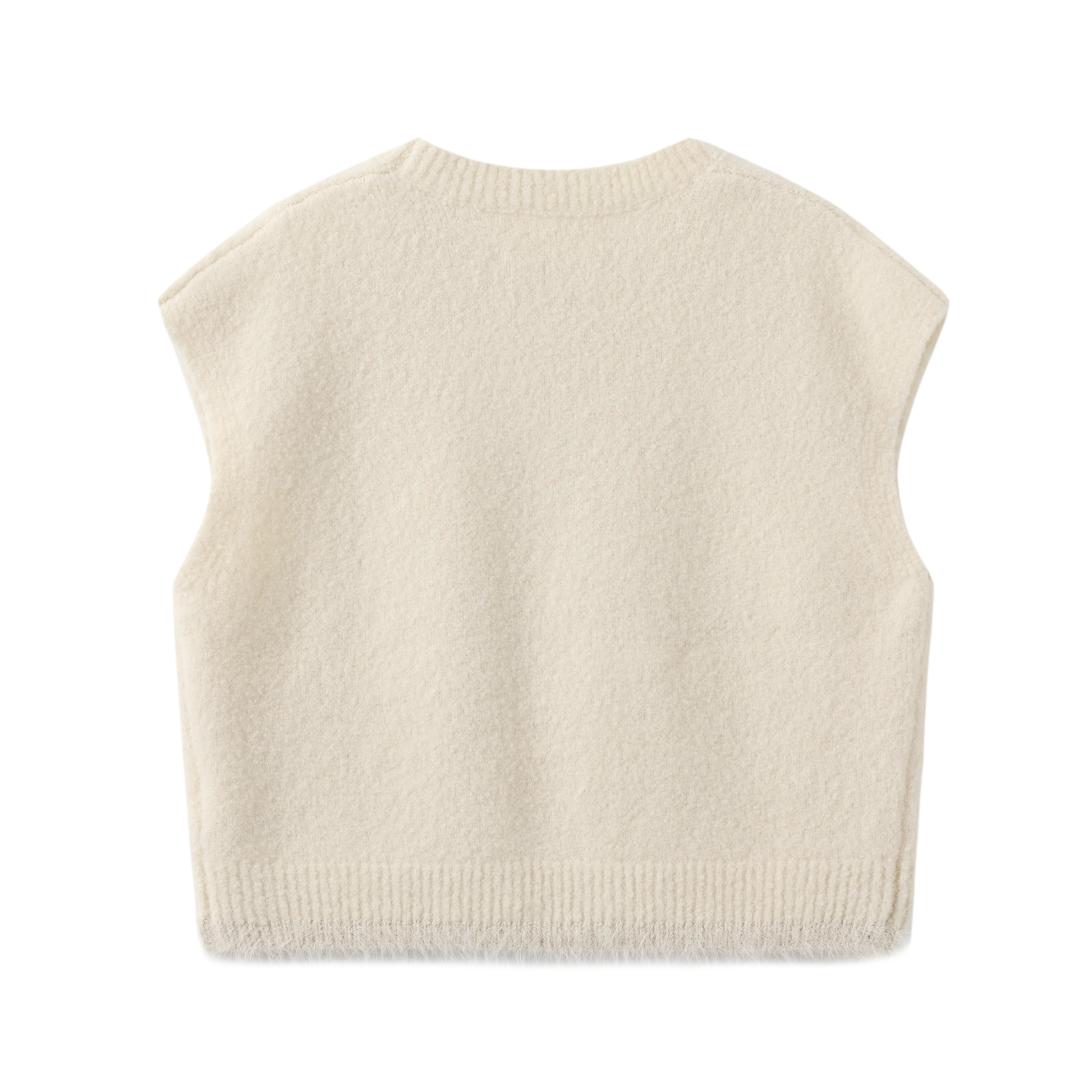 Shearling-Trim Knit Vest - White