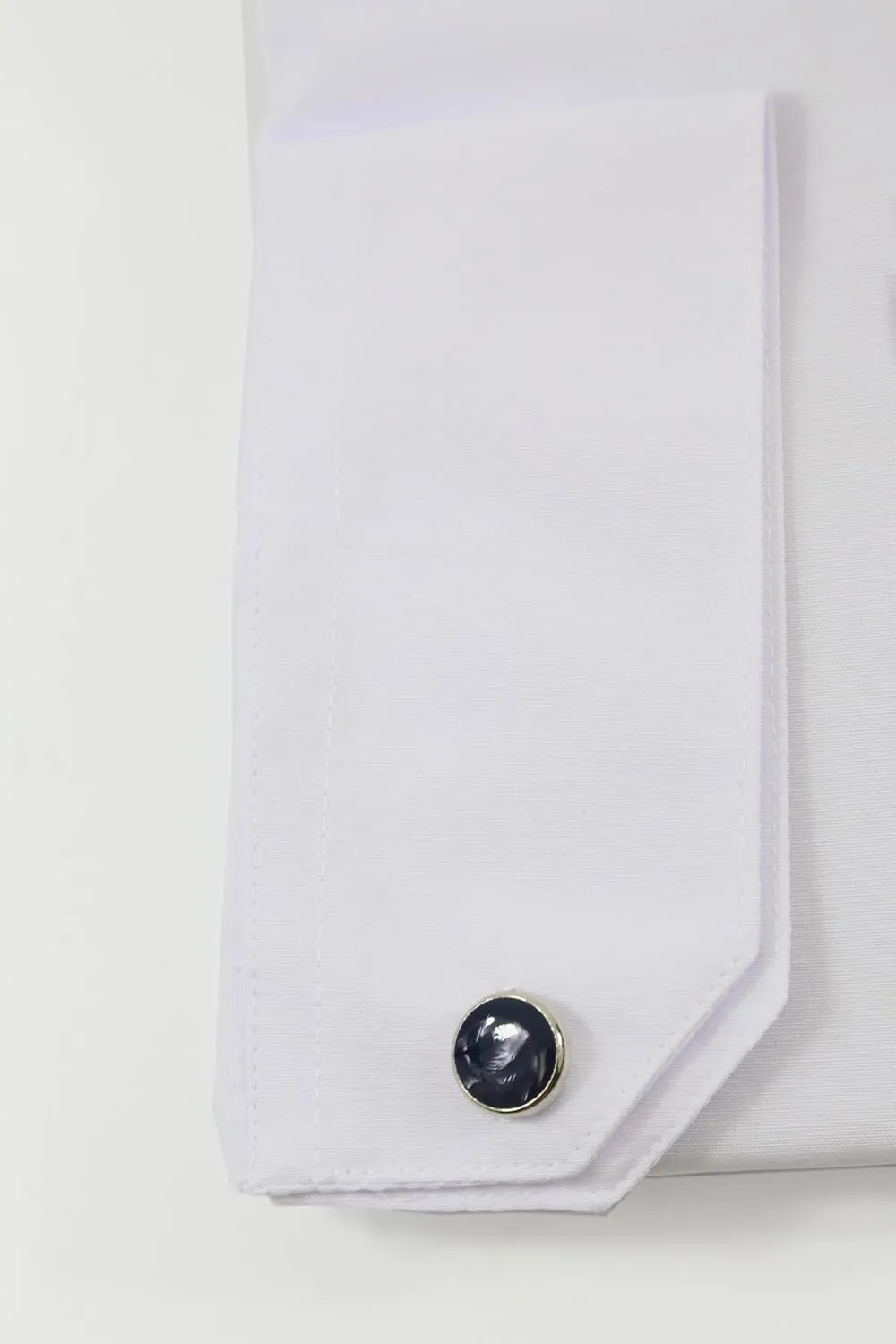SIRRI Boys Slim Fit Tuxedo White Shirt with Wing Fly Collar and Detachable Cufflinks - Cotton Blend for Formal Occasions