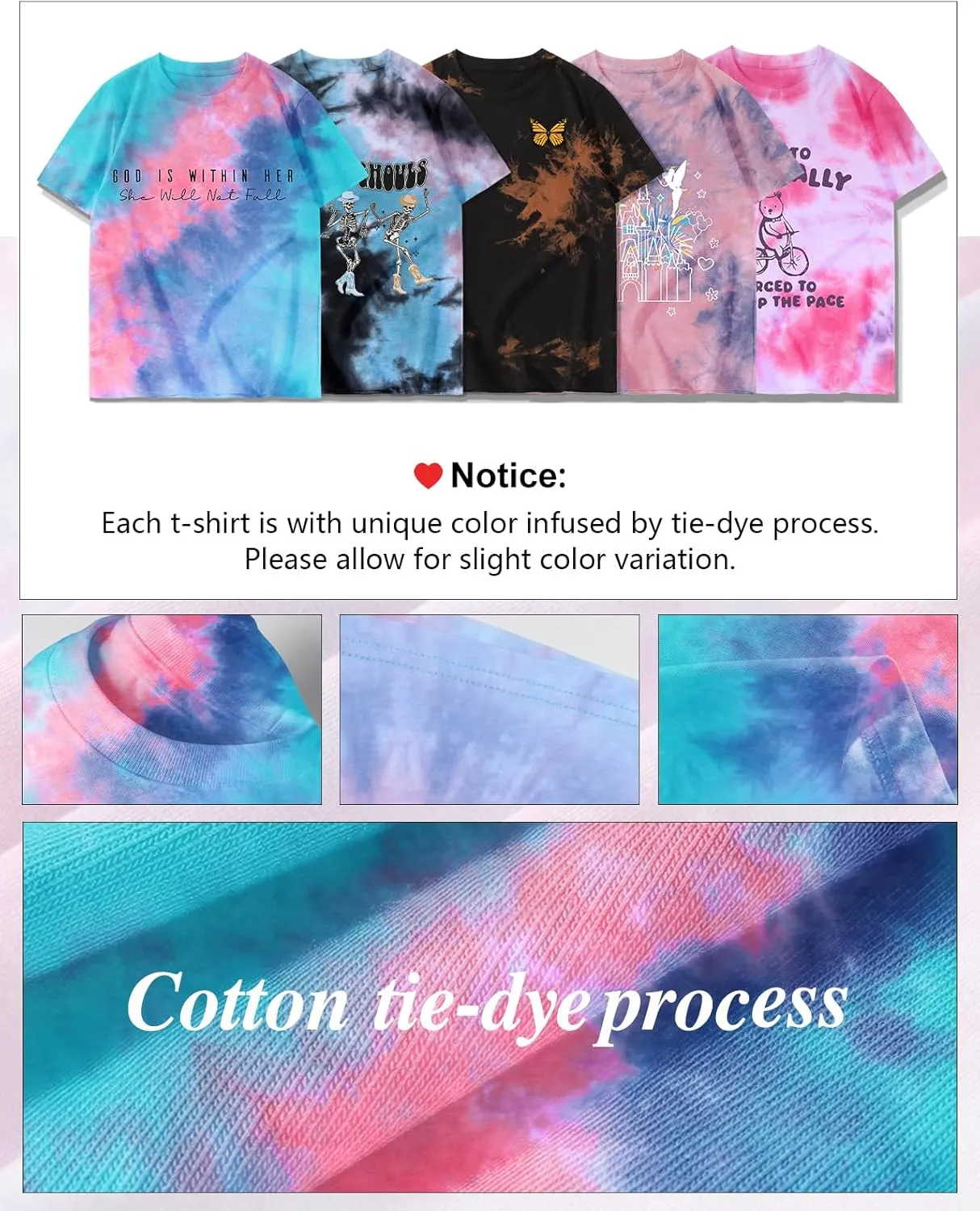Tie Dye Shirt Women - Novelty Tie Dye T Shirt Short Sleeve Round Neck Casual Trendy Graphic Tee for Girls