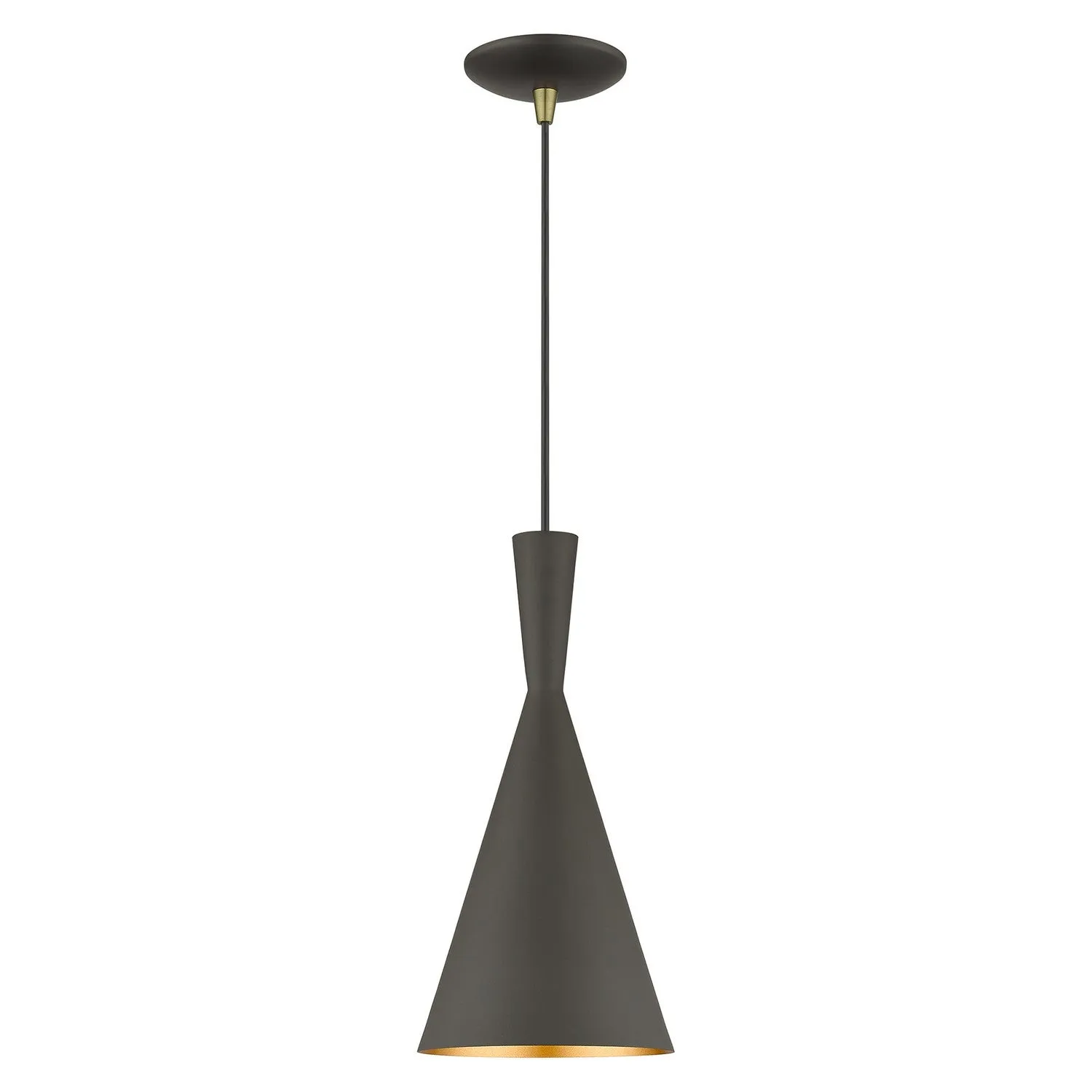 Waldorf 1-Light Pendant in Bronze with Antique Brass