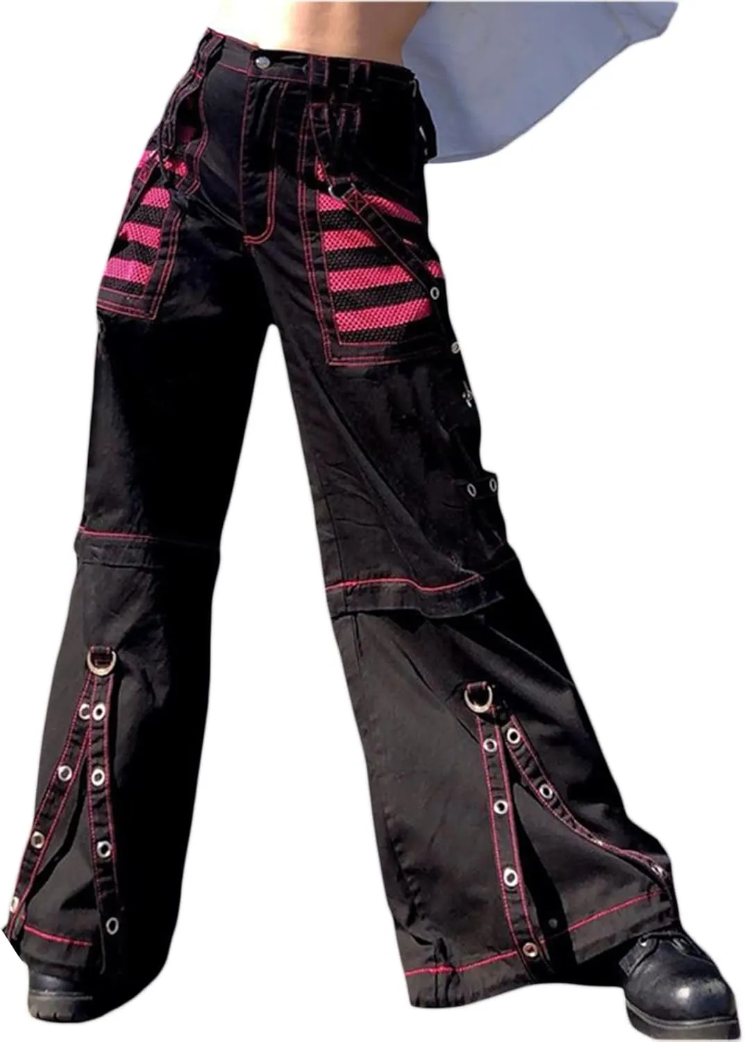Women Vintage Baggy Jeans Grunge Gothic Tripp Pants Punk Goth Wide Leg Denim Pants Y2k Loose Casual Jeans Streetwear