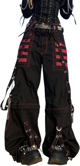 Women Vintage Baggy Jeans Grunge Gothic Tripp Pants Punk Goth Wide Leg Denim Pants Y2k Loose Casual Jeans Streetwear