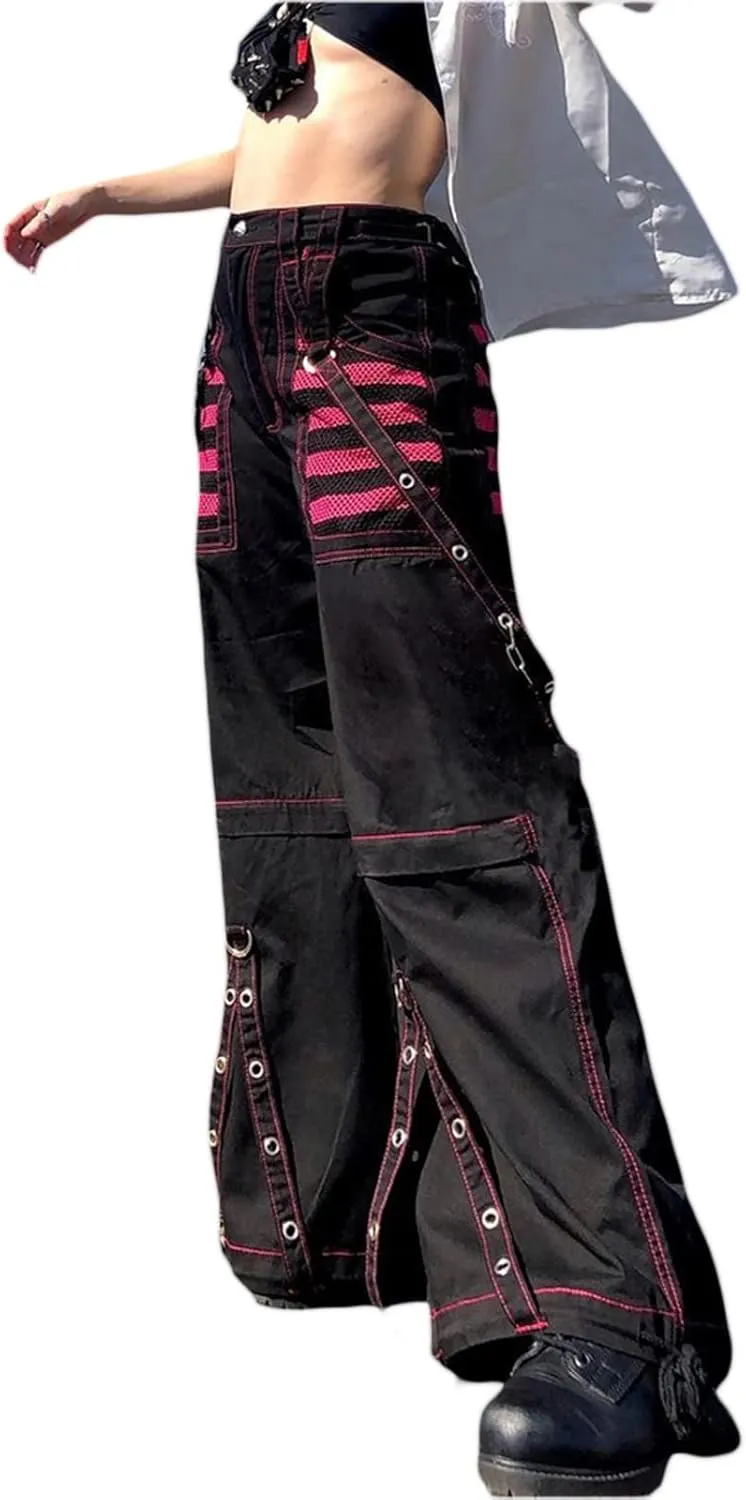 Women Vintage Baggy Jeans Grunge Gothic Tripp Pants Punk Goth Wide Leg Denim Pants Y2k Loose Casual Jeans Streetwear
