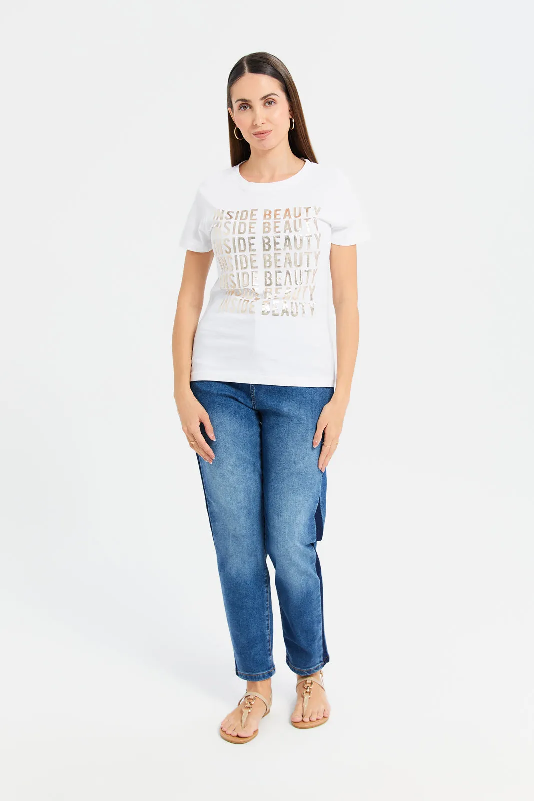 Women White Beauty Printed T-Shirt
