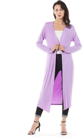 Women's Solid Sweater Essential Duster Long Cascading Open Front Lightweight Blue Cardigan